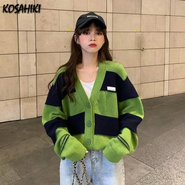 women's knits & tees kosahiki 2021 autumn winter knitwear coat korean hit color striped slim green knitted cardigan japan harajuku swea, White
women's knits & tees kosahiki 2021 autumn winter knitwear coat korean hit color striped slim green knitted cardigan japan harajuku swea, White