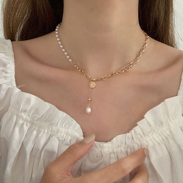 south korea east gate personality design pearl clavicle chain fashion temperament necklace simple net red pendant female, Silver
south korea east gate personality design pearl clavicle chain fashion temperament necklace simple net red pendant female, Silver