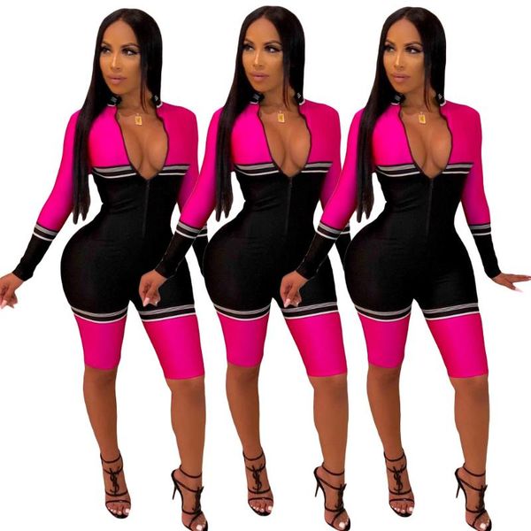 women's jumpsuits & rompers 2021 european and american fashion casual slim stitching long-sleeved jumpsuit three-color, Black;white 
women's jumpsuits & rompers 2021 european and american fashion casual slim stitching long-sleeved jumpsuit three-color, Black;white