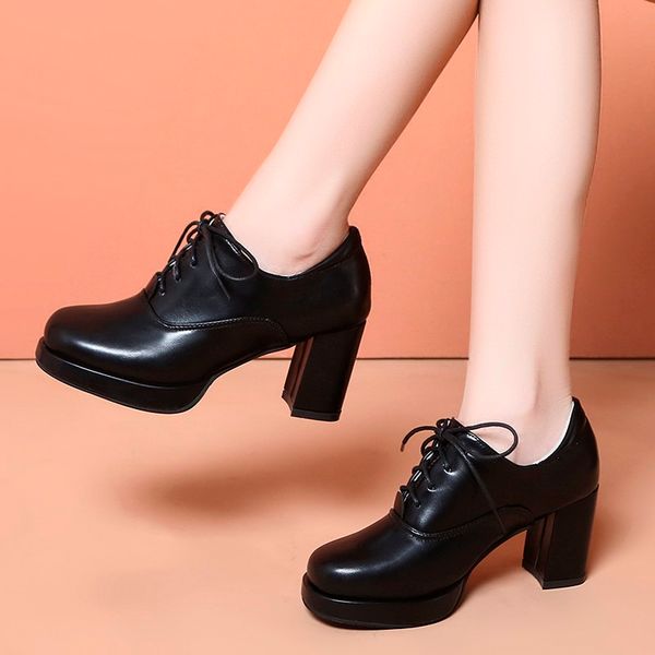 women bare boots platform high heels dress shoes lace up leather black oxford shoe square heeled ladies shoe zapatos mujer 9448n
women bare boots platform high heels dress shoes lace up leather black oxford shoe square heeled ladies shoe zapatos mujer 9448n