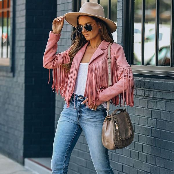 women's jackets faux suede jacket motorcycle lapel handsome fall 2021 ladies solid fringed short coat women, Black;brown
women's jackets faux suede jacket motorcycle lapel handsome fall 2021 ladies solid fringed short coat women, Black;brown
