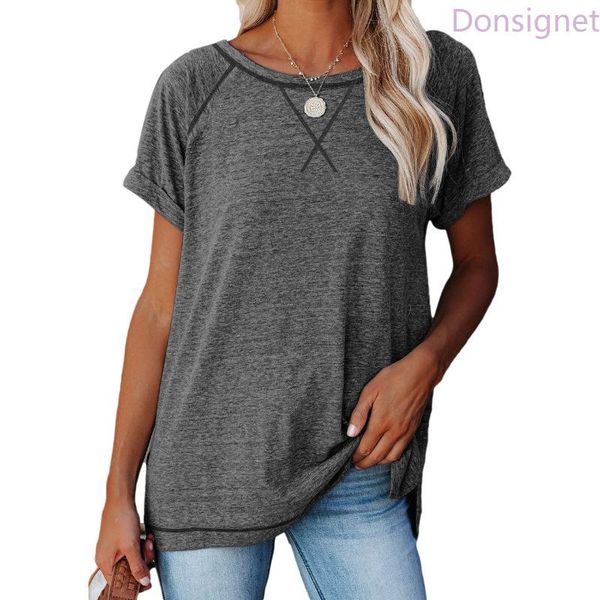 women's t-shirt donsignet fashion temperament summer round neck pullover solid color cross loose short-sleeved, White
women's t-shirt donsignet fashion temperament summer round neck pullover solid color cross loose short-sleeved, White