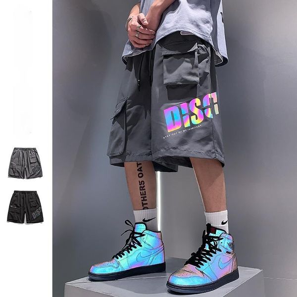 men's shorts 2021 summer plus size hip hop fashion letter reflective running cargo clothing korean couple oversized casual pants, White;black
men's shorts 2021 summer plus size hip hop fashion letter reflective running cargo clothing korean couple oversized casual pants, White;black