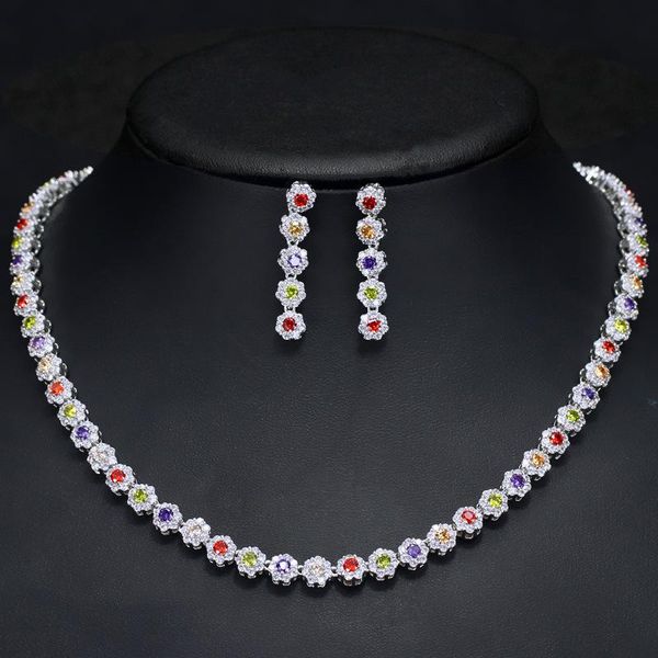 earrings & necklace classic fashion zircon bridal suit women's exquisite workmanship micro inlaid 3a two piece set, Silver
earrings & necklace classic fashion zircon bridal suit women's exquisite workmanship micro inlaid 3a two piece set, Silver