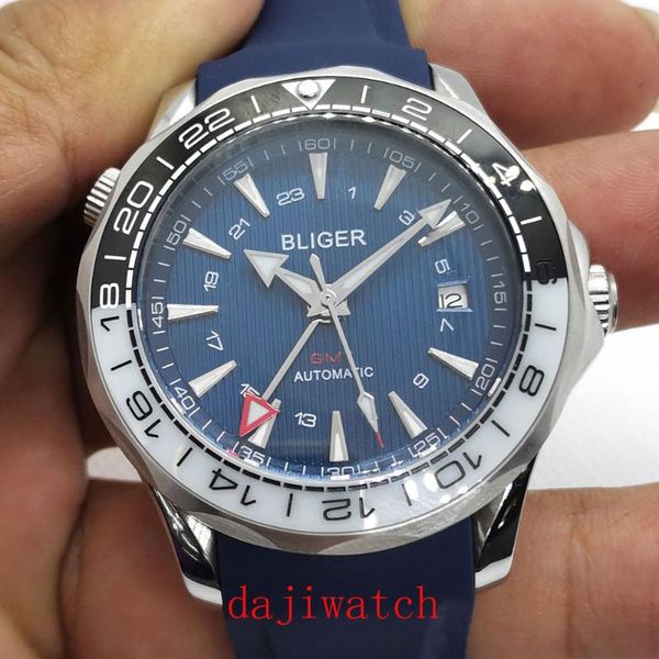 gmt luxury bliger 41mm automatic mechanical watch sapphire glass blue dial automatic date ceramic bezel luminous men's watch, Slivery;brown
gmt luxury bliger 41mm automatic mechanical watch sapphire glass blue dial automatic date ceramic bezel luminous men's watch, Slivery;brown