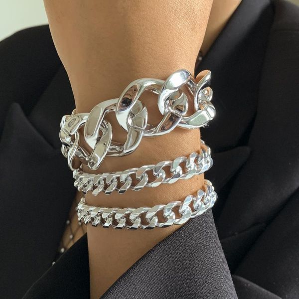 charm bracelets hiohop punk big statement curb cuban chain bracelet set thick gold color bangles for women gifts trendy jewelry, Golden;silver
charm bracelets hiohop punk big statement curb cuban chain bracelet set thick gold color bangles for women gifts trendy jewelry, Golden;silver