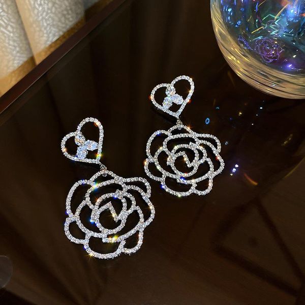 dangle & chandelier korean style luxury shining full rhinestone flower heart earring for women romantic drop wedding party jewelry, Silver
dangle & chandelier korean style luxury shining full rhinestone flower heart earring for women romantic drop wedding party jewelry, Silver