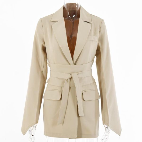 women's suits & blazers fashion long sleeve lapel tie waist design suit, White;black
women's suits & blazers fashion long sleeve lapel tie waist design suit, White;black