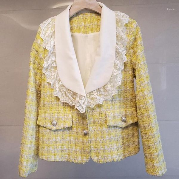 tweed blazer women autumn winter lace stitching wool blend small suit women's suits & blazers, White;black
tweed blazer women autumn winter lace stitching wool blend small suit women's suits & blazers, White;black
