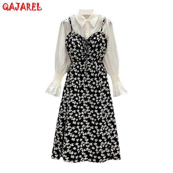casual dresses 2021 white shirt and black floral chiffon midi dress sets women korean vintage autumn winter long sleeve, Black;gray
casual dresses 2021 white shirt and black floral chiffon midi dress sets women korean vintage autumn winter long sleeve, Black;gray