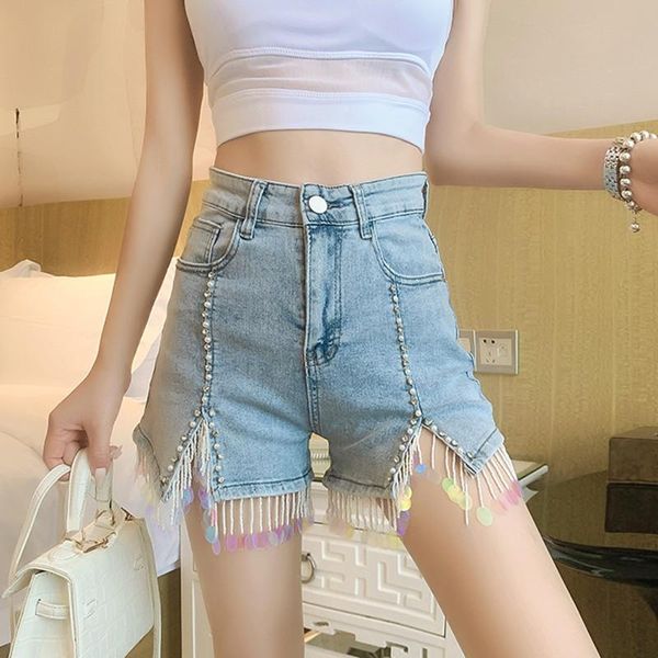 women's shorts summer office lady heavy industry split beading sequins tassel diamonds print patchwork slim high waist denim women, White;black
women's shorts summer office lady heavy industry split beading sequins tassel diamonds print patchwork slim high waist denim women, White;black