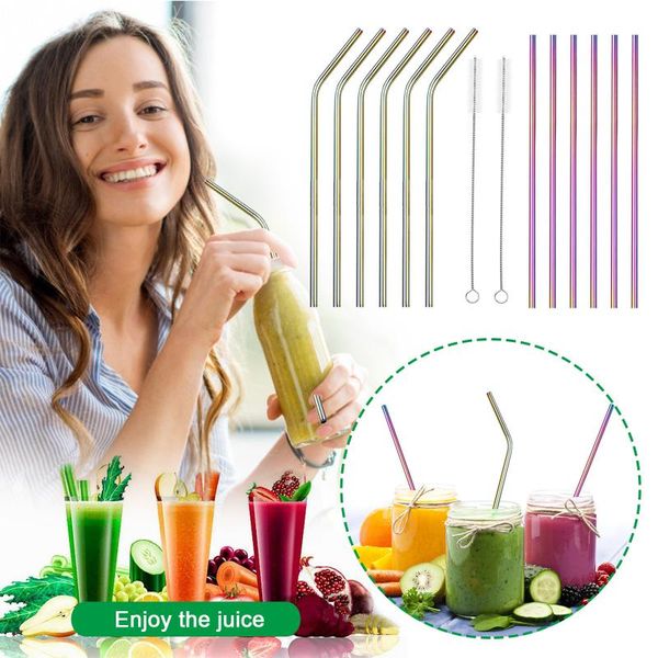 drinking straws rainbow color reusable metal set with cleaner brush stainless steel straw milk drinkware bar party accessory
drinking straws rainbow color reusable metal set with cleaner brush stainless steel straw milk drinkware bar party accessory