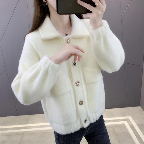 women's wool & blends 2021 winter thick faux mink cashmere woolen coat women short outerwear korean loose big pocket long sleeve jacket, Black
women's wool & blends 2021 winter thick faux mink cashmere woolen coat women short outerwear korean loose big pocket long sleeve jacket, Black