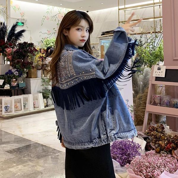 women's jackets shirt female jeans loose with embroidered tassel, stylish casual coat of niche for women, spring and fall, r233, Black;brown
women's jackets shirt female jeans loose with embroidered tassel, stylish casual coat of niche for women, spring and fall, r233, Black;brown