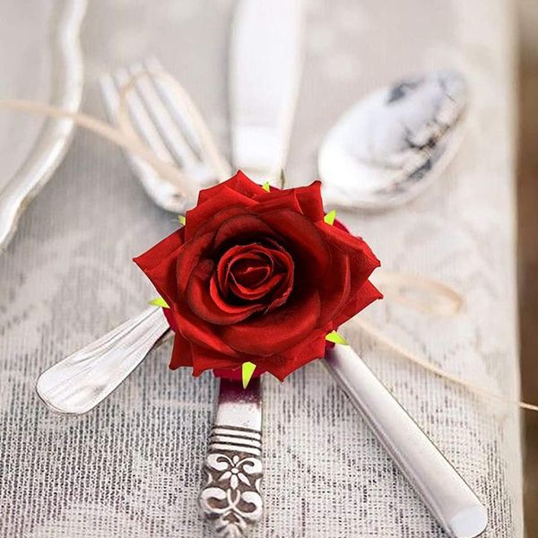 napkin rings y8ab 6 pcs elegant rose flower buckles handmade serviette buckle holder