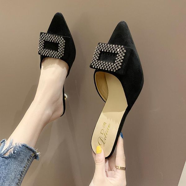 dress shoes sandals female summer wear 2021 sweet baotou half slippers high heel stiletto women's size 35-40, Black
dress shoes sandals female summer wear 2021 sweet baotou half slippers high heel stiletto women's size 35-40, Black