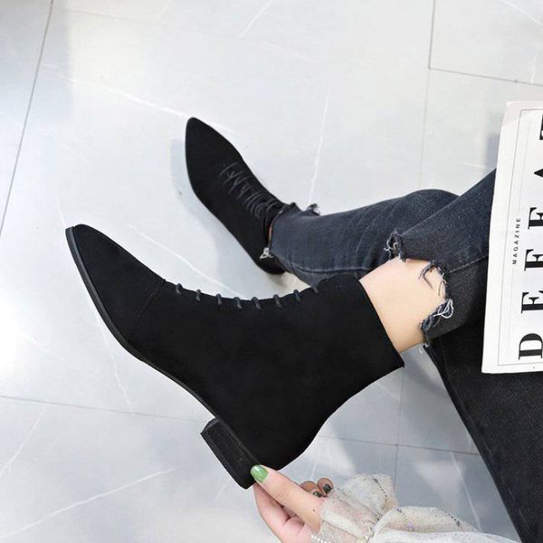 2021 Autumn Women Pointed Toe Ankle Boots Lace Up Flock Flat Boot Low Heels Booties Ladies Shoes Black botas mujer Spring 8702N
2021 Autumn Women Pointed Toe Ankle Boots Lace Up Flock Flat Boot Low Heels Booties Ladies Shoes Black botas mujer Spring 8702N