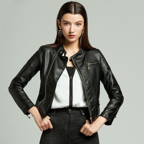 women's leather & faux pu jackets autumn winter ladies short slim long sleeve leatheroid coats motorcycle streetwear plus size, Black
women's leather & faux pu jackets autumn winter ladies short slim long sleeve leatheroid coats motorcycle streetwear plus size, Black
