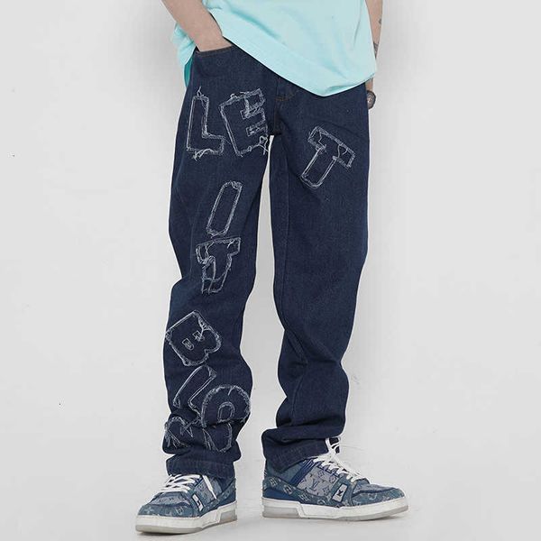 men's jeans high street embroidered fringe card washed oversize casual denim straight baggy jean k27q ynb0, Blue
men's jeans high street embroidered fringe card washed oversize casual denim straight baggy jean k27q ynb0, Blue