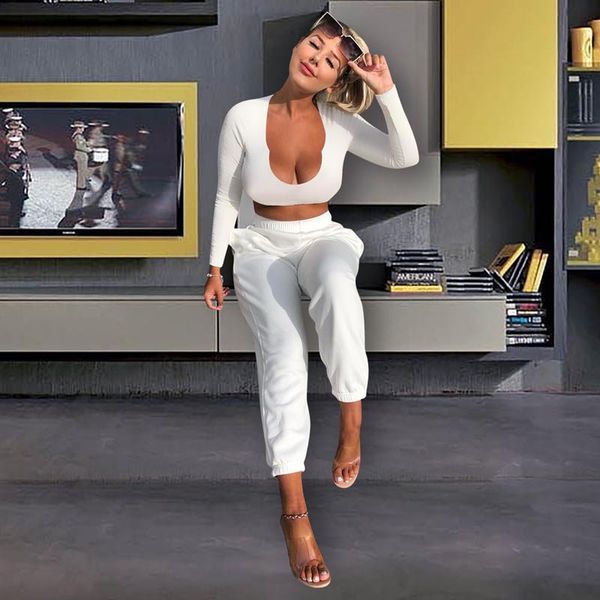 women fitness two pieces set tracksuit long sleeve crop white solid elastic leggings sportswear slim feminino sweatshirt
women fitness two pieces set tracksuit long sleeve crop white solid elastic leggings sportswear slim feminino sweatshirt