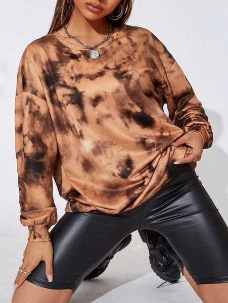tie dye drop shoulder oversized sweatshirt c2ly#, White;black 
tie dye drop shoulder oversized sweatshirt c2ly#, White;black