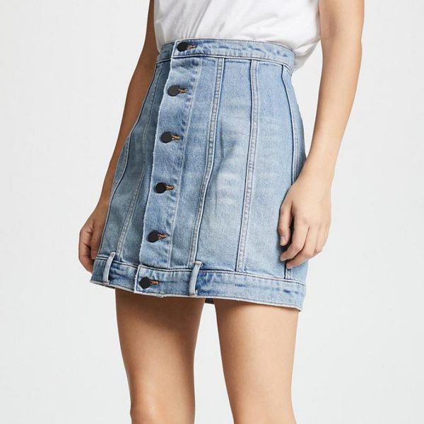skirts 2021 reversed cut single breasted a-line skirt used all cotton denim, Black
skirts 2021 reversed cut single breasted a-line skirt used all cotton denim, Black