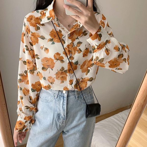 women long sleeve loose shirts clothes casual button blouse office lady summer sweet plus size floral printing chiffon shirts, White
women long sleeve loose shirts clothes casual button blouse office lady summer sweet plus size floral printing chiffon shirts, White