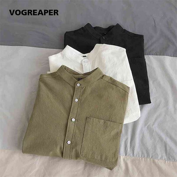 simple design solid colors long sleeve shirts korean fashion mandarin collar 100% cotton white black shirt soft and comfort 210626
simple design solid colors long sleeve shirts korean fashion mandarin collar 100% cotton white black shirt soft and comfort 210626