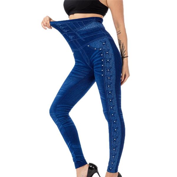 women's leggings elegant women slim fit legging casual print faux denim pant elastic waist trousers ladies streetwear female high pants, Black
women's leggings elegant women slim fit legging casual print faux denim pant elastic waist trousers ladies streetwear female high pants, Black
