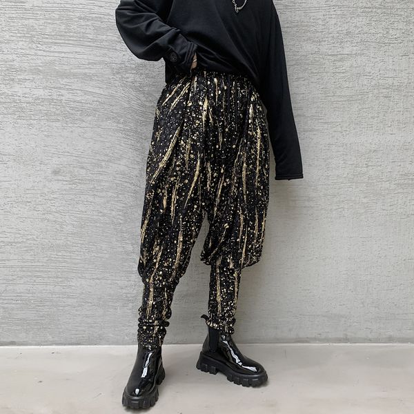 men loose casual harem pants golden black bronzing printed cargo hip hop dance long bar nightclub fashion trousers, Black;red
men loose casual harem pants golden black bronzing printed cargo hip hop dance long bar nightclub fashion trousers, Black;red