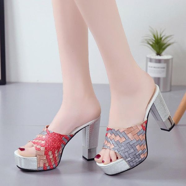 slippers glitter mesh women sandals summer fashion peep toe casual thick heel shoes slip on big size 35-39 a234, Black
slippers glitter mesh women sandals summer fashion peep toe casual thick heel shoes slip on big size 35-39 a234, Black