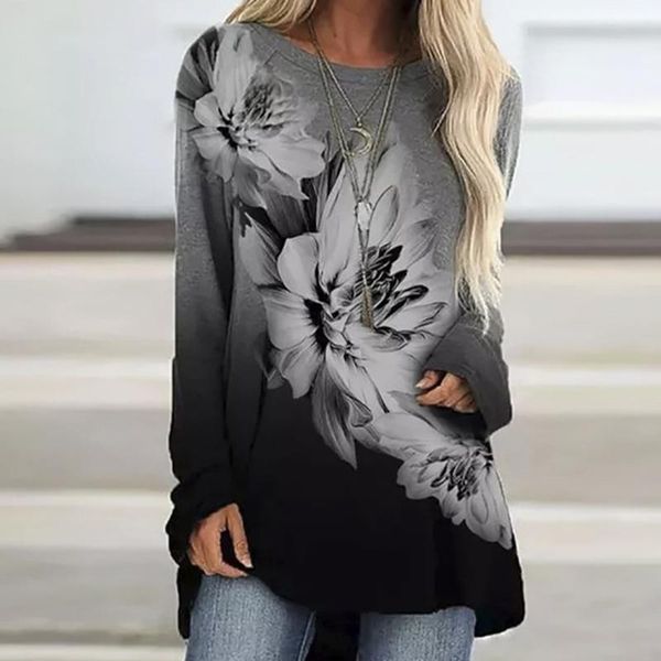 women's t-shirt spring flower tees autumn fashion comfortable tee long sleeve digital printed loose casual pullover, White
women's t-shirt spring flower tees autumn fashion comfortable tee long sleeve digital printed loose casual pullover, White