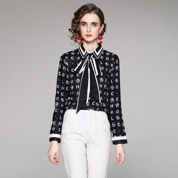 2023 designer printed black shirts long sleeve women runway button shirt office ladies ribbon bow blouses spring summer autumn winter slim f, White
2023 designer printed black shirts long sleeve women runway button shirt office ladies ribbon bow blouses spring summer autumn winter slim f, White
