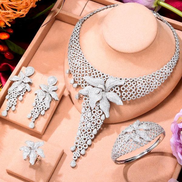 earrings & necklace missvikki 4pcs luxury african jewelry sets for women wedding party zircon crystal dubai bridal, Silver
earrings & necklace missvikki 4pcs luxury african jewelry sets for women wedding party zircon crystal dubai bridal, Silver