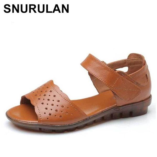 sandals snurulan retro hollow cowhide shoes woman summer breathable comfort women flats non-slip soft, Black 
sandals snurulan retro hollow cowhide shoes woman summer breathable comfort women flats non-slip soft, Black