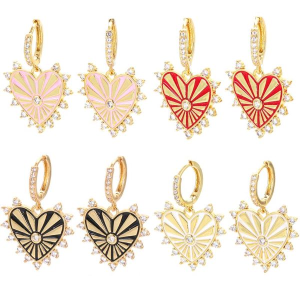 hoop & huggie eyika bohemian hand painted enamel zircon shining heart earrings gold color women piercing dangle earring cz jewelry gift, Golden;silver
hoop & huggie eyika bohemian hand painted enamel zircon shining heart earrings gold color women piercing dangle earring cz jewelry gift, Golden;silver