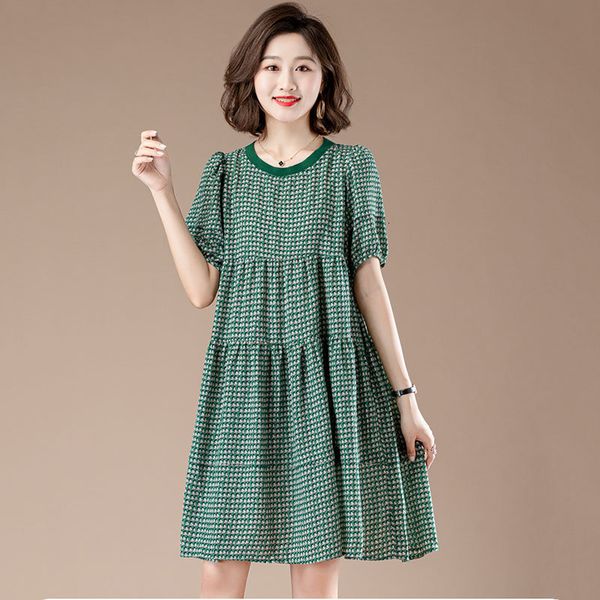 casual dresses classic print women summer fashion o-neck puff short sleeve loose a-line green chiffon yilv, Black;gray
casual dresses classic print women summer fashion o-neck puff short sleeve loose a-line green chiffon yilv, Black;gray