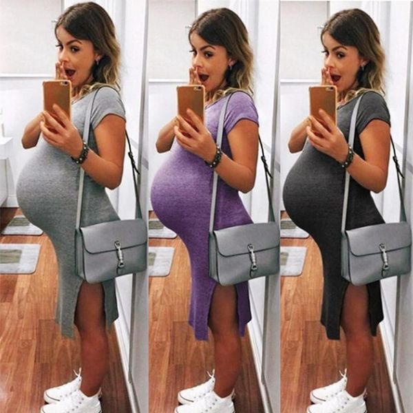 maternity dresses 2021 summer european and american solid color short-sleeved dress women's mid-length slit knit plus size, White
maternity dresses 2021 summer european and american solid color short-sleeved dress women's mid-length slit knit plus size, White