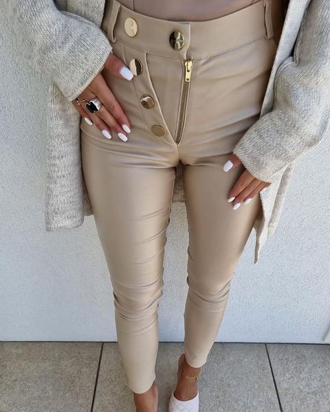 women's pants & capris fashion zipper button decor skinny 2021 autumn casual wear, Black;white
women's pants & capris fashion zipper button decor skinny 2021 autumn casual wear, Black;white