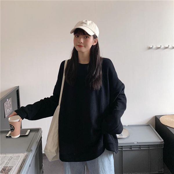 women's hoodies & sweatshirts 2021 fashion velvet round neck pullover women korean style loose mid-length long-sleeved top, Black
women's hoodies & sweatshirts 2021 fashion velvet round neck pullover women korean style loose mid-length long-sleeved top, Black