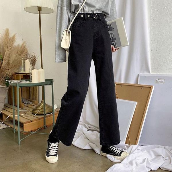 women's jeans women high waist loose solid full length wide leg pants 2021 korean style harajuku baggy girls denim straight trousers, Blue
women's jeans women high waist loose solid full length wide leg pants 2021 korean style harajuku baggy girls denim straight trousers, Blue