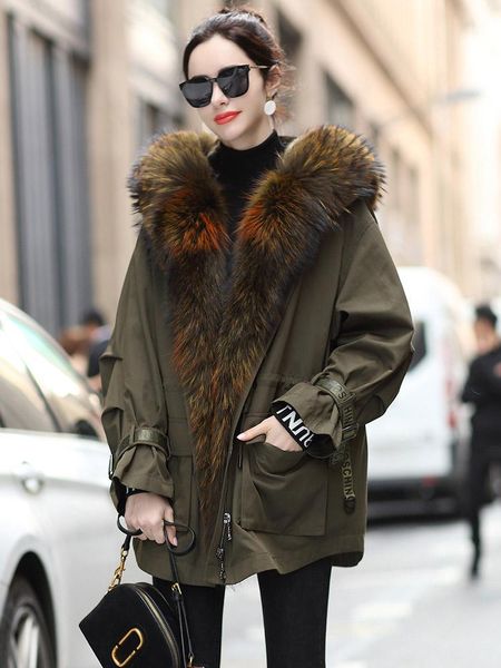 women's fur & faux luxury mink fashion coat raccoon collar hooded jacket warm coats parkas feminimo de inverno zjt518, Black
women's fur & faux luxury mink fashion coat raccoon collar hooded jacket warm coats parkas feminimo de inverno zjt518, Black
