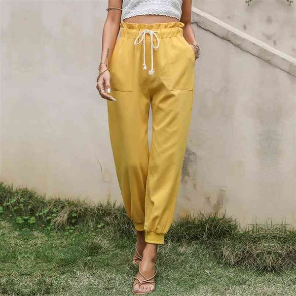 summer office ladies casual loose sweatpants trousers solid color drawstring lace up high waist pocket tie feet harem pants 210603, Black;white
summer office ladies casual loose sweatpants trousers solid color drawstring lace up high waist pocket tie feet harem pants 210603, Black;white