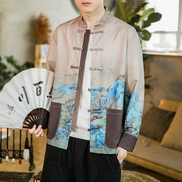 men's jackets 2021 autumn high-quality jacket with chinese style shirt art printed paint ment streetwear clothing for men, Black;brown
men's jackets 2021 autumn high-quality jacket with chinese style shirt art printed paint ment streetwear clothing for men, Black;brown