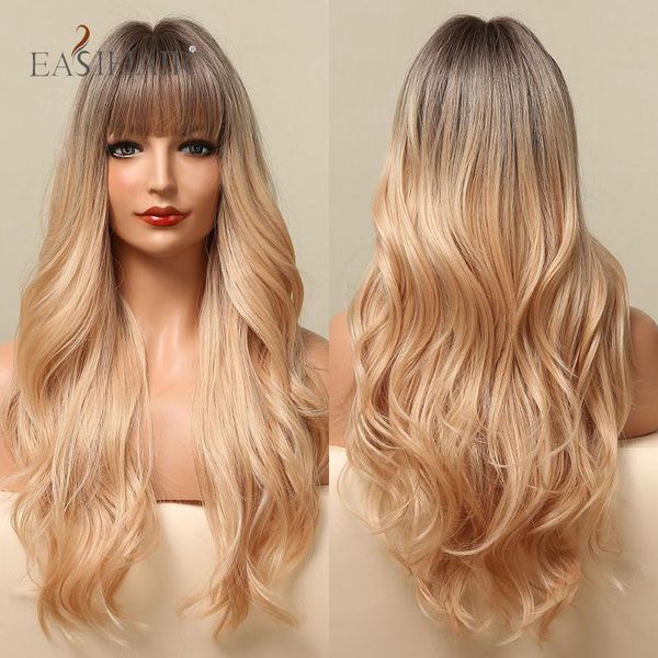 synthetic wigs easihair long wave with bangs ombre brown honey blonde middle part heat resistant hair for black women party
synthetic wigs easihair long wave with bangs ombre brown honey blonde middle part heat resistant hair for black women party