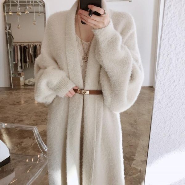 women's wool & blends 2021 korean autumn windbreaker elegant and loose long-sleeved warm solid color mink-like fur coat with belt, Black
women's wool & blends 2021 korean autumn windbreaker elegant and loose long-sleeved warm solid color mink-like fur coat with belt, Black