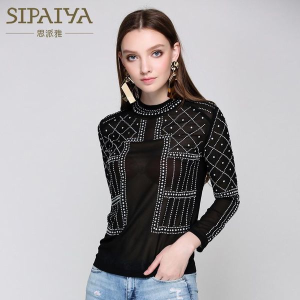 women's blouses & shirts fashion runway brand designer blouse long sleeve beading high quality, White
women's blouses & shirts fashion runway brand designer blouse long sleeve beading high quality, White