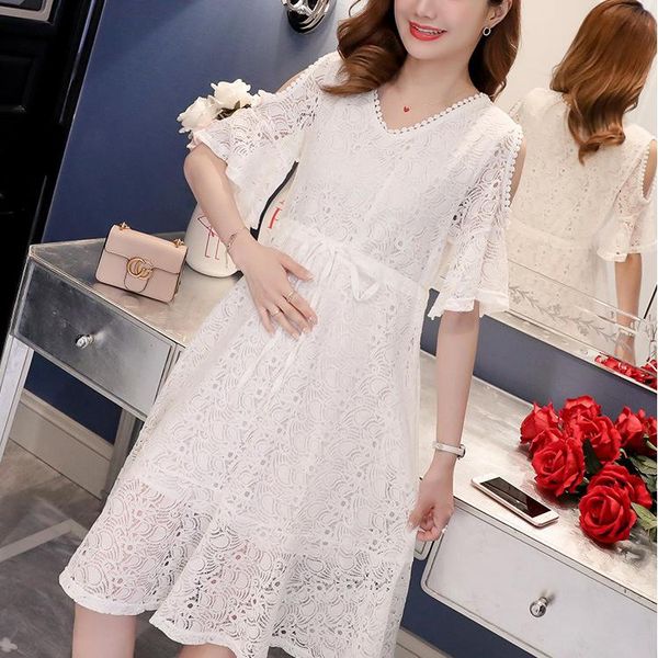 maternity dresses 2021 summer pregnant women lace dress fashion off shoulder v-neck hollow out knee-length, White
maternity dresses 2021 summer pregnant women lace dress fashion off shoulder v-neck hollow out knee-length, White