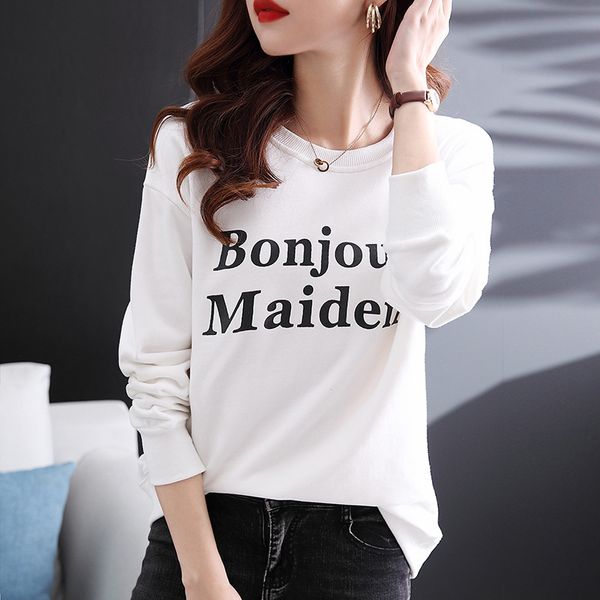 2021 autumn and winter new korean women's loose casual round neck pullover bottoming shirt versatile long sleeve sweater wear, Blue;black 
2021 autumn and winter new korean women's loose casual round neck pullover bottoming shirt versatile long sleeve sweater wear, Blue;black