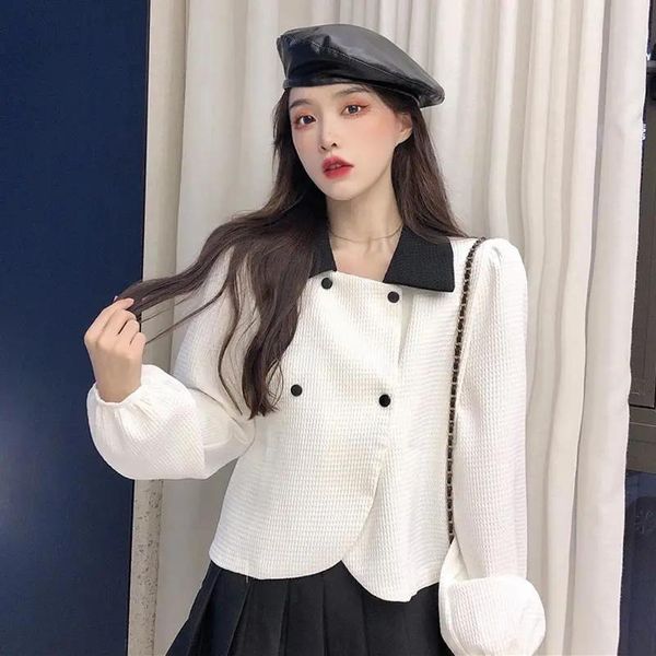 women's jackets short long sleeve coat autumn chic fashion temperament doll collar loose contrasting color jacket, Black;brown
women's jackets short long sleeve coat autumn chic fashion temperament doll collar loose contrasting color jacket, Black;brown